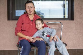 Mother and son in ukraine